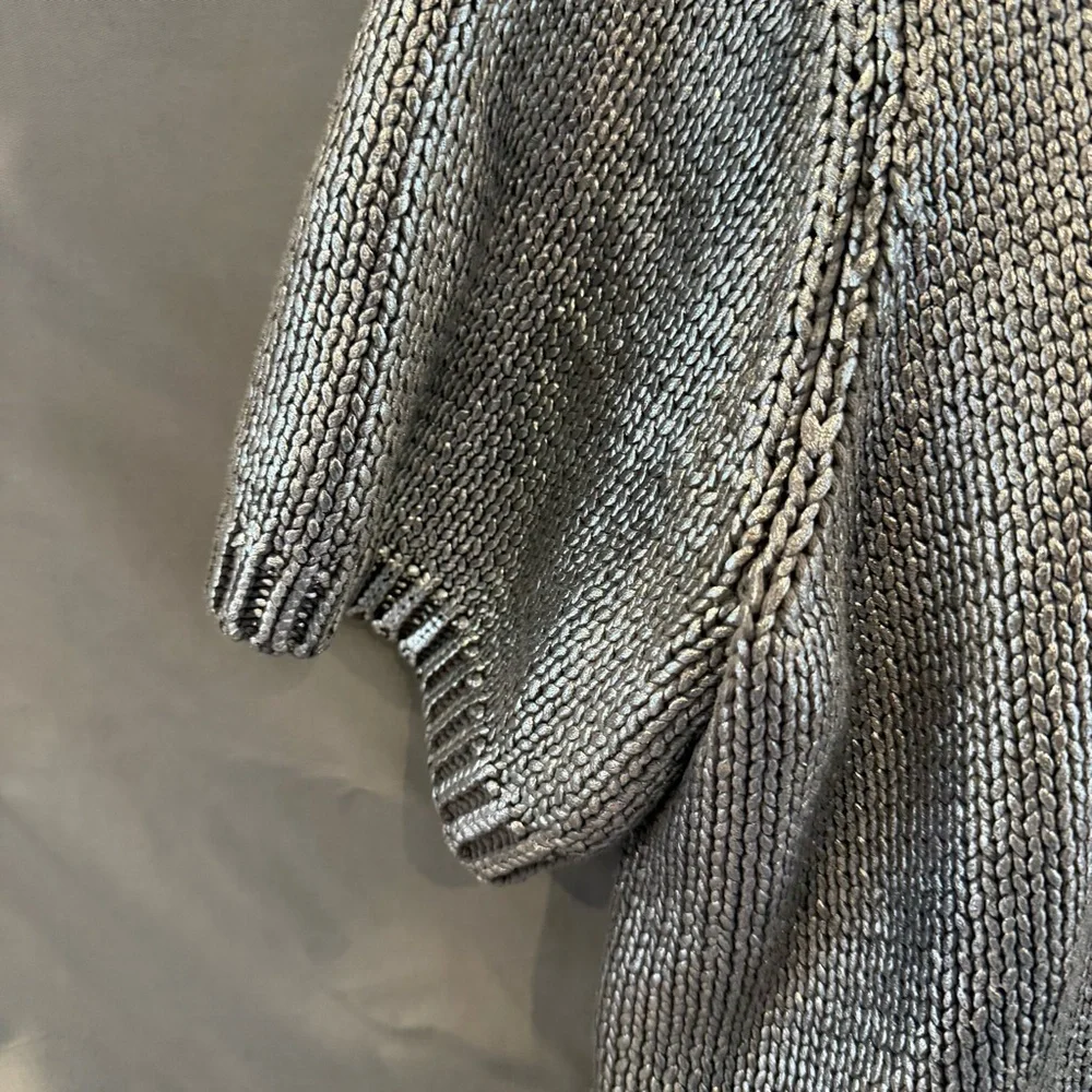 Future Collective Womens 1X Metallic Silver Crewneck Top Y2K Futuristic Chic